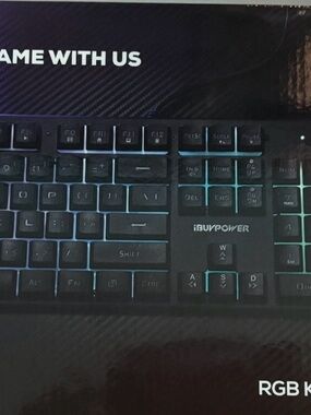 iBUYPOWER RGB Gaming Keyboard - Black with Teal Backlight and mouse